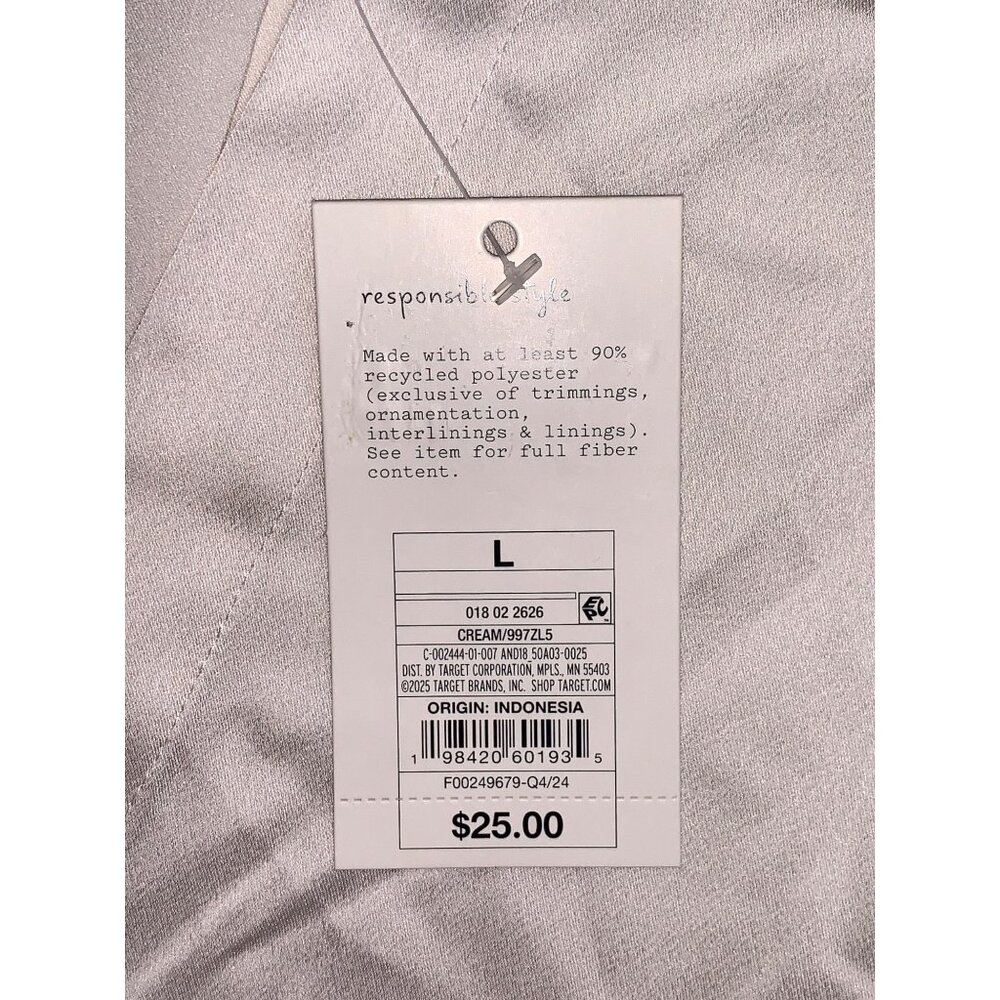 A New Day Womens Cream Short-Sleeve Button-Up Shirt Blouse Size Large - Picture 7 of 8